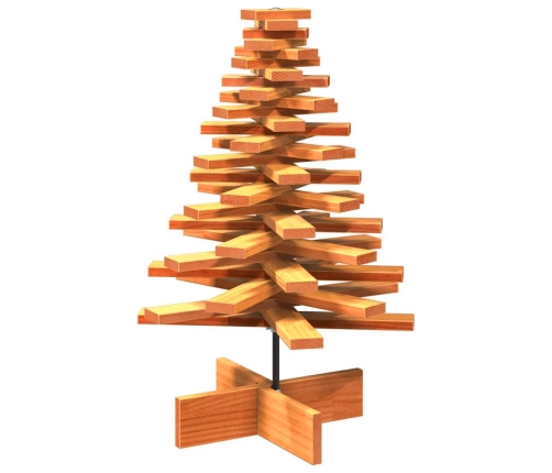 Árbol de Navidad de adorno madera maciza pino marrón cera 80 cm