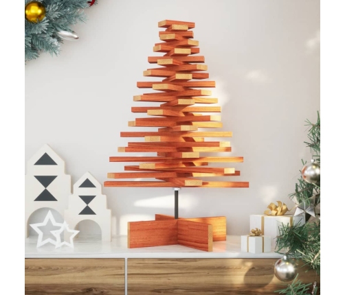 Árbol de Navidad de adorno madera maciza pino marrón cera 80 cm