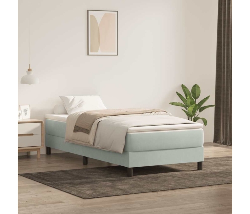 Cama box spring sin colchón terciopelo gris claro 80x210 cm