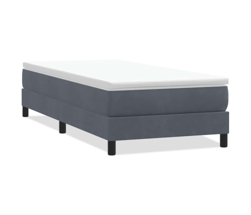 Cama box spring sin colchón terciopelo gris oscuro 80x210 cm