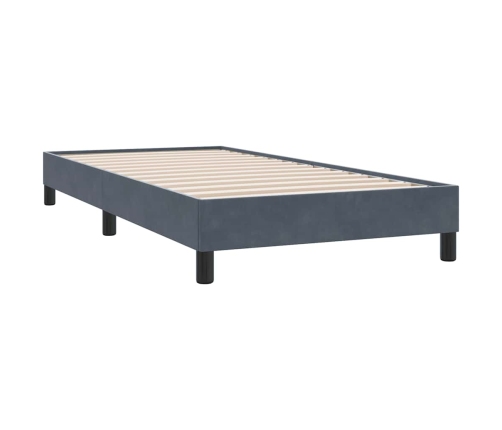 Cama box spring sin colchón terciopelo gris oscuro 80x210 cm