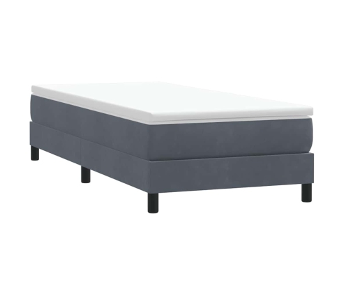 Cama box spring sin colchón terciopelo gris oscuro 80x210 cm