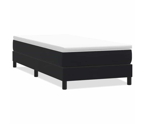 Cama box spring sin colchón cuero sintético negro 80x210 cm