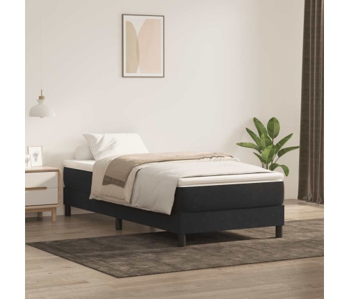 Cama box spring sin colchón cuero sintético negro 80x210 cm