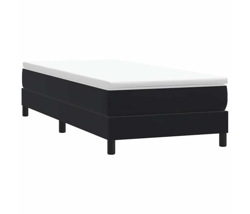 Cama box spring sin colchón cuero sintético negro 80x210 cm