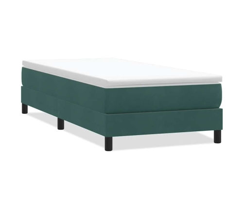 Cama box spring sin colchón terciopelo verde oscuro 80x210 cm