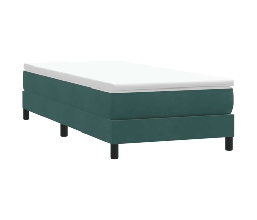 Cama box spring sin colchón terciopelo verde oscuro 80x210 cm