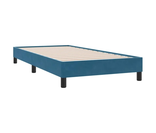 Cama box spring sin colchón terciopelo azul oscuro 80x210 cm