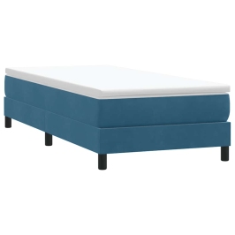 Cama box spring sin colchón terciopelo azul oscuro 80x210 cm