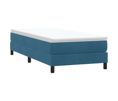 Cama box spring sin colchón terciopelo azul oscuro 80x210 cm