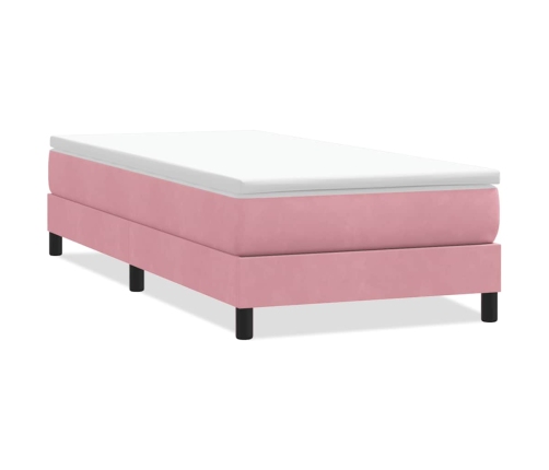 Cama box spring sin colchón terciopelo rosa 80x210 cm