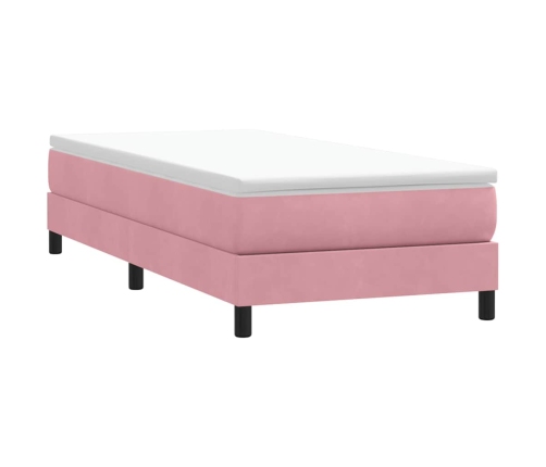 Cama box spring sin colchón terciopelo rosa 80x210 cm