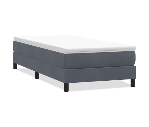 Cama box spring sin colchón terciopelo gris oscuro 90x210 cm