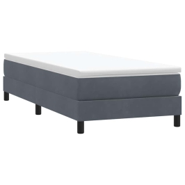 Cama box spring sin colchón terciopelo gris oscuro 90x210 cm