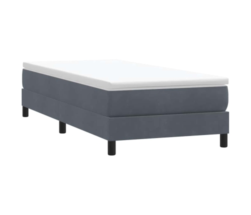 Cama box spring sin colchón terciopelo gris oscuro 90x210 cm