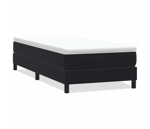 Cama box spring sin colchón cuero sintético negro 90x210 cm