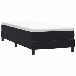 Cama box spring sin colchón cuero sintético negro 90x210 cm