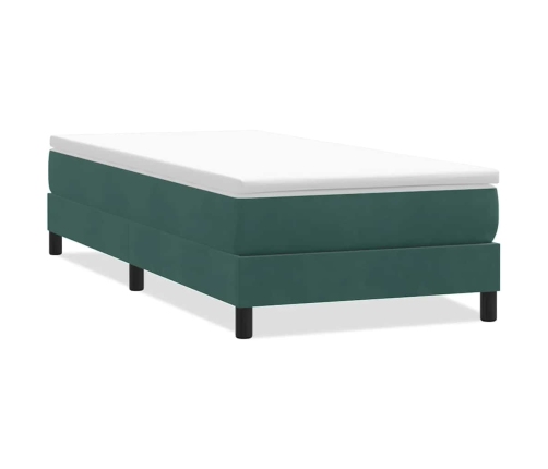 Cama box spring sin colchón terciopelo verde oscuro 90x210 cm