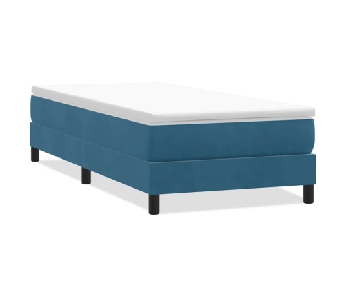 Cama box spring sin colchón terciopelo azul oscuro 90x210 cm