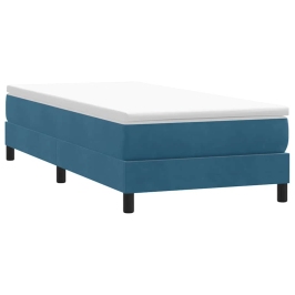 Cama box spring sin colchón terciopelo azul oscuro 90x210 cm