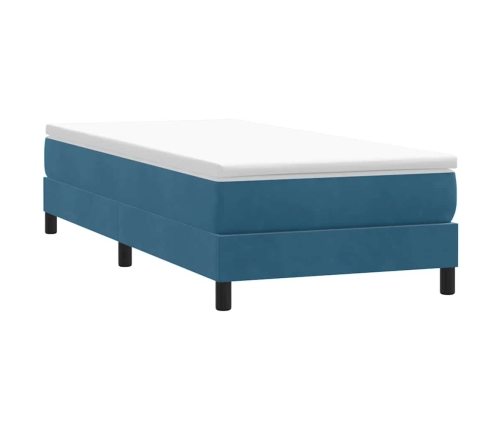 Cama box spring sin colchón terciopelo azul oscuro 90x210 cm