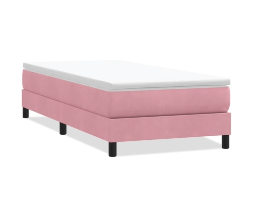 Cama box spring sin colchón terciopelo rosa 90x210 cm