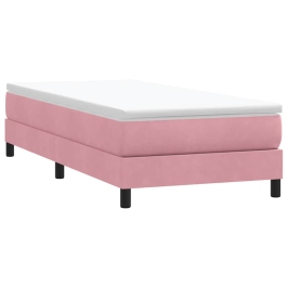 Cama box spring sin colchón terciopelo rosa 90x210 cm