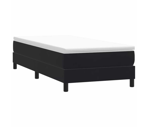 Cama box spring sin colchón cuero sintético negro 100x210 cm