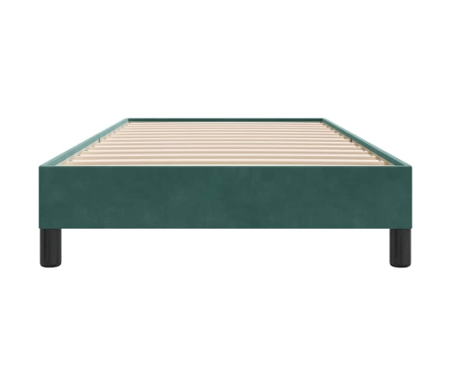 Cama box spring sin colchón terciopelo verde oscuro 100x210 cm