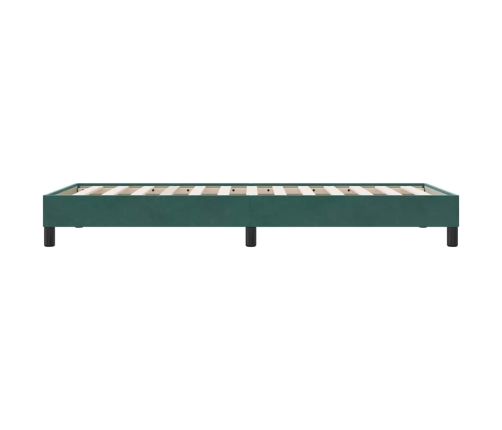 Cama box spring sin colchón terciopelo verde oscuro 100x210 cm