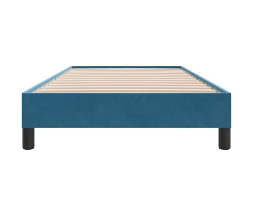 Cama box spring sin colchón terciopelo azul oscuro 100x210 cm