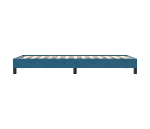 Cama box spring sin colchón terciopelo azul oscuro 100x210 cm