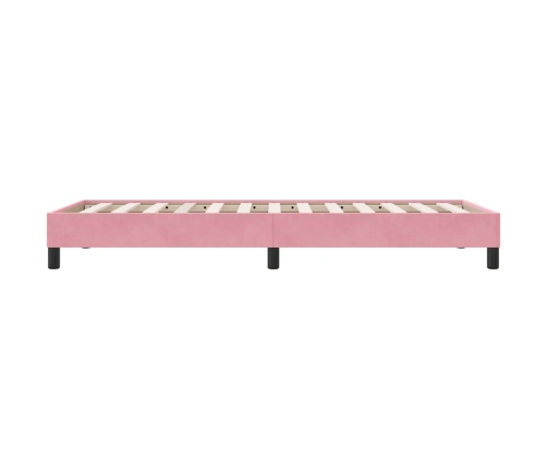 Cama box spring sin colchón terciopelo rosa 100x210 cm