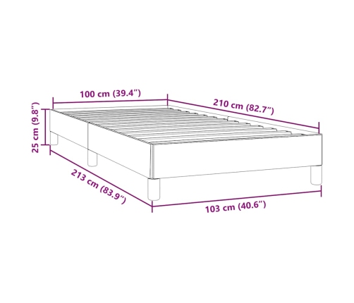 Cama box spring sin colchón terciopelo rosa 100x210 cm