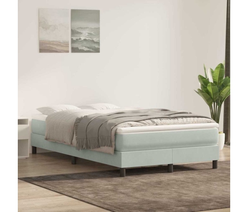 Cama box spring sin colchón terciopelo gris claro 120x210 cm