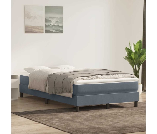 Cama box spring sin colchón terciopelo gris oscuro 120x210 cm