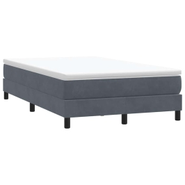 Cama box spring sin colchón terciopelo gris oscuro 120x210 cm