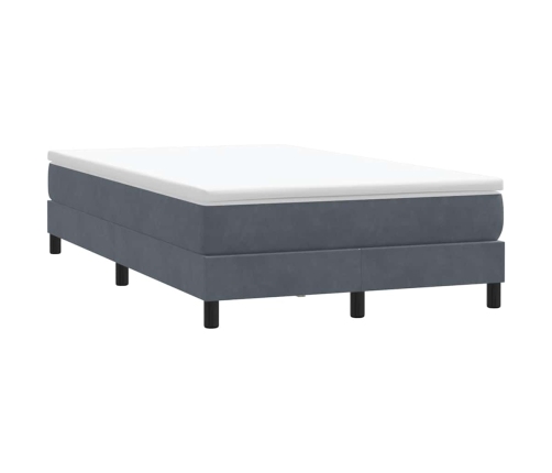 Cama box spring sin colchón terciopelo gris oscuro 120x210 cm