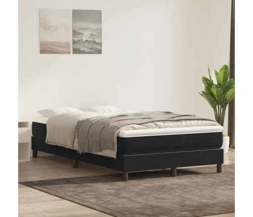 Cama box spring sin colchón cuero sintético negro 120x210 cm