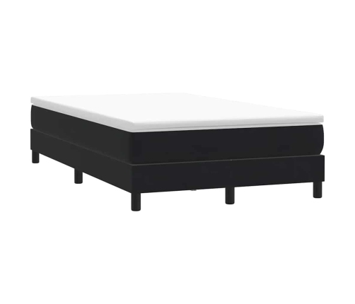 Cama box spring sin colchón cuero sintético negro 120x210 cm