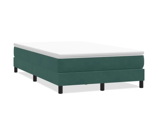 Cama box spring sin colchón terciopelo verde oscuro 120x210 cm