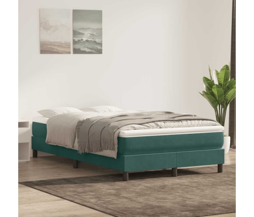 Cama box spring sin colchón terciopelo verde oscuro 120x210 cm