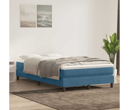 Cama box spring sin colchón terciopelo azul oscuro 120x210 cm