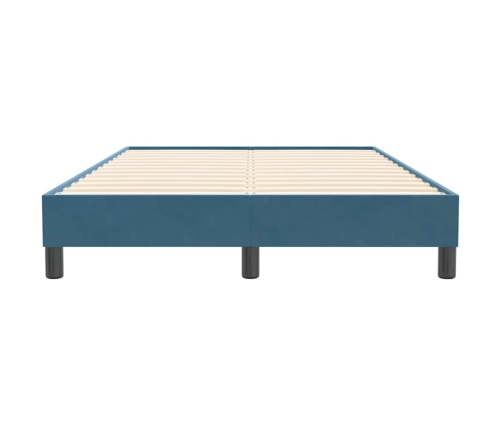 Cama box spring sin colchón terciopelo azul oscuro 120x210 cm