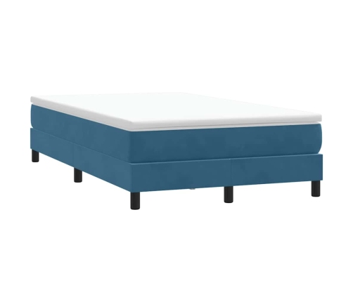 Cama box spring sin colchón terciopelo azul oscuro 120x210 cm