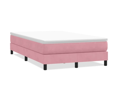 Cama box spring sin colchón terciopelo rosa 120x210 cm