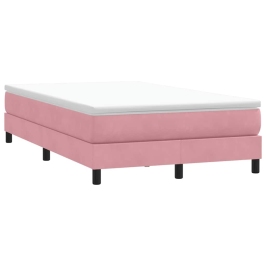 Cama box spring sin colchón terciopelo rosa 120x210 cm