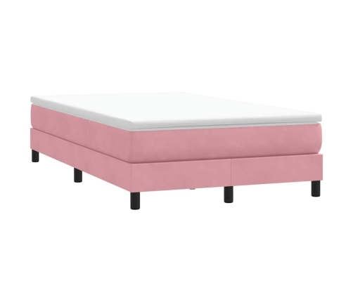 Cama box spring sin colchón terciopelo rosa 120x210 cm