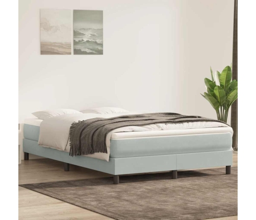 Cama box spring sin colchón terciopelo gris claro 140x210 cm