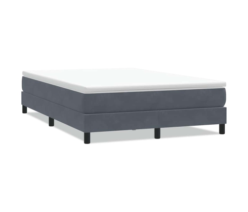 Cama box spring sin colchón terciopelo gris oscuro 140x210 cm